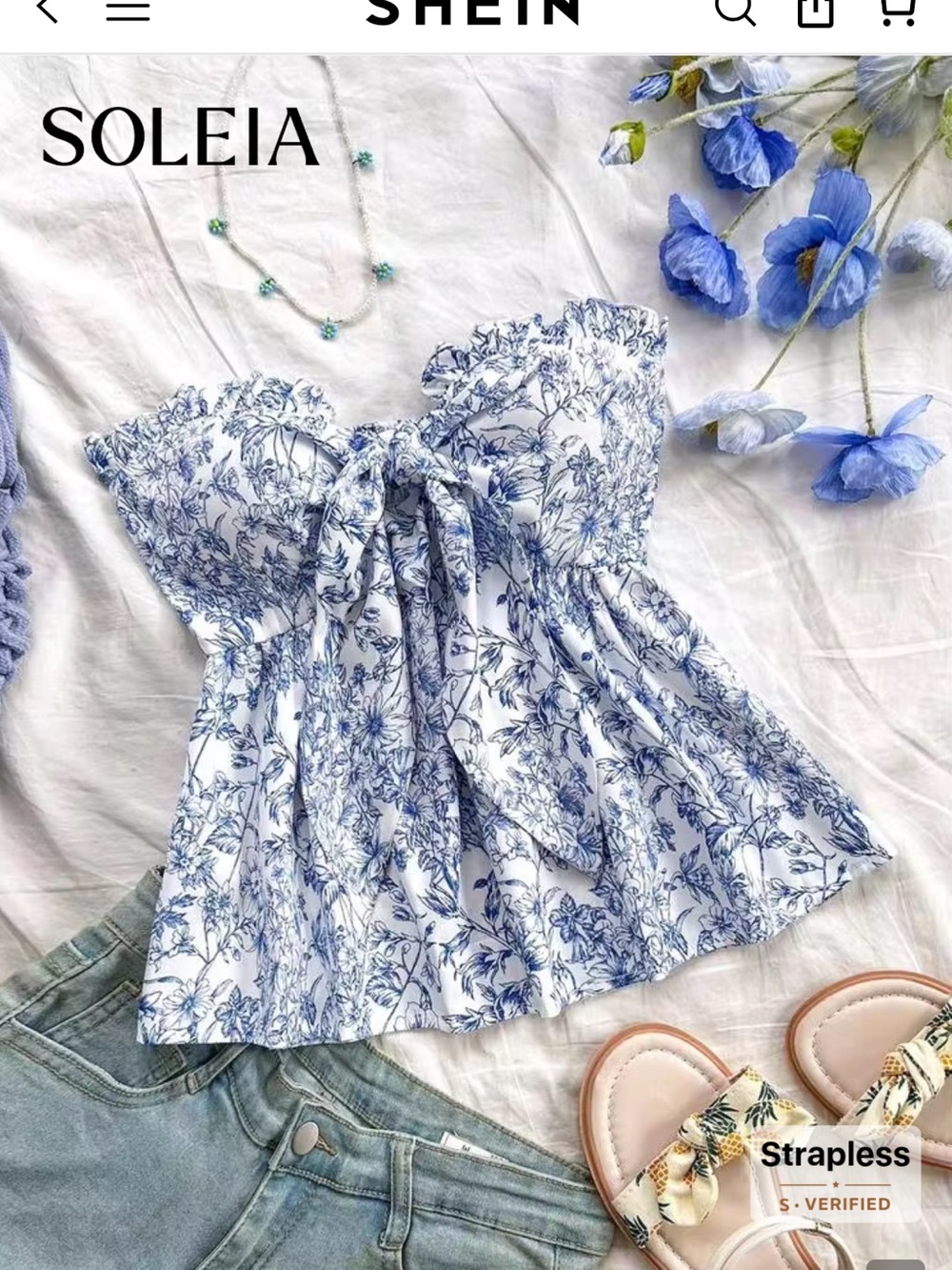Soleia Tie-Waist Bandeau Top on SHEIN size small
